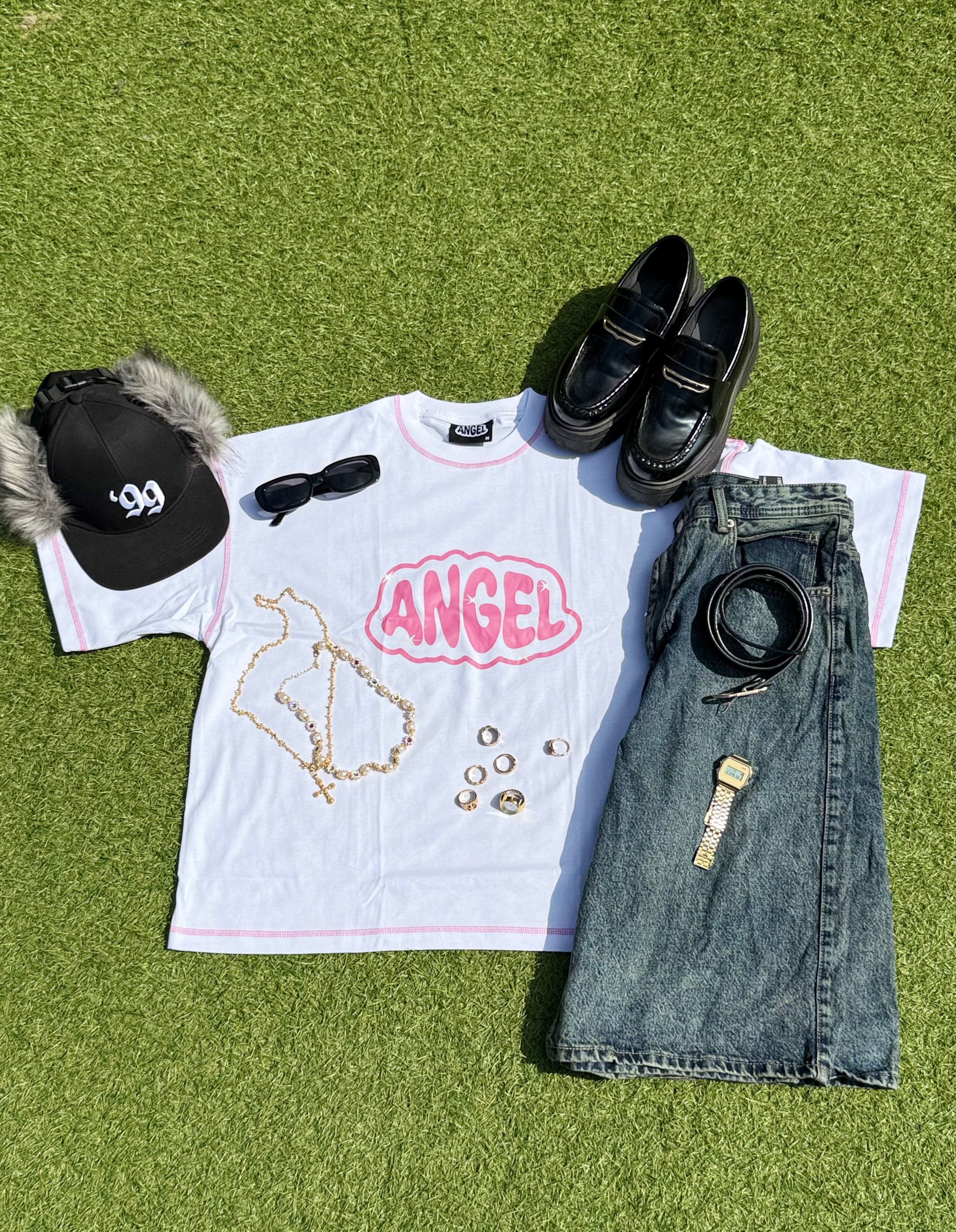 Angel Tee White/Pink